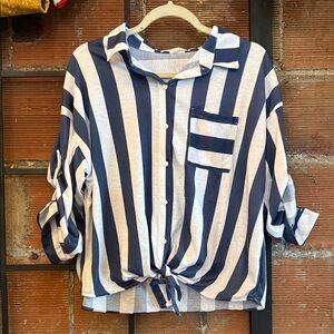 Eden & Olivia Blue and White Striped Top